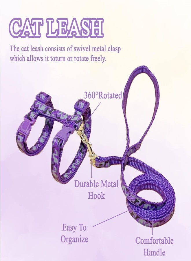 PKRFCJ 2 Pack Cat Harness and Leash Set with Collar, Escape Proof & Adjustable Kitten Harness for Small to Medium Cats, Walking & Travel Set (Black + Purple) - Image 4